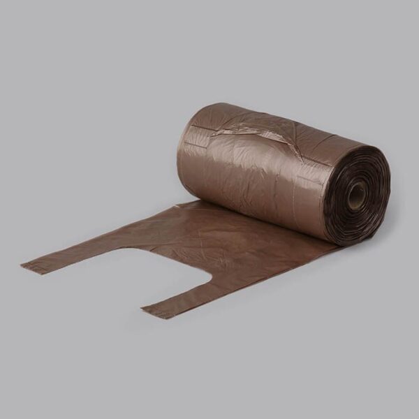 Maisiņi 21+12x50cm ar rokturiem, brūni, HDPE, rullī 240gab.