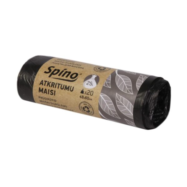 Atkritumu maisi 25L, 48x60cm, melni, HDPE, rullī 20gab.