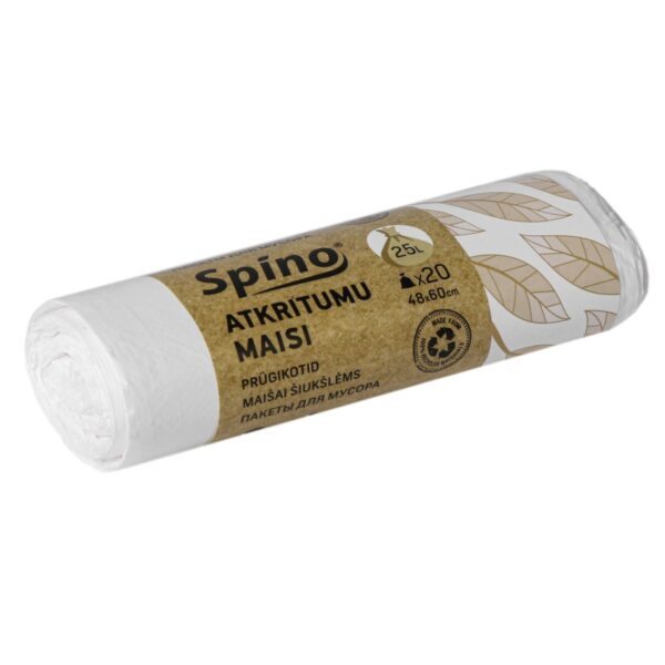 Atkritumu maisi 25L-balti, 48x60cm, HDPE, rullī 20gab.