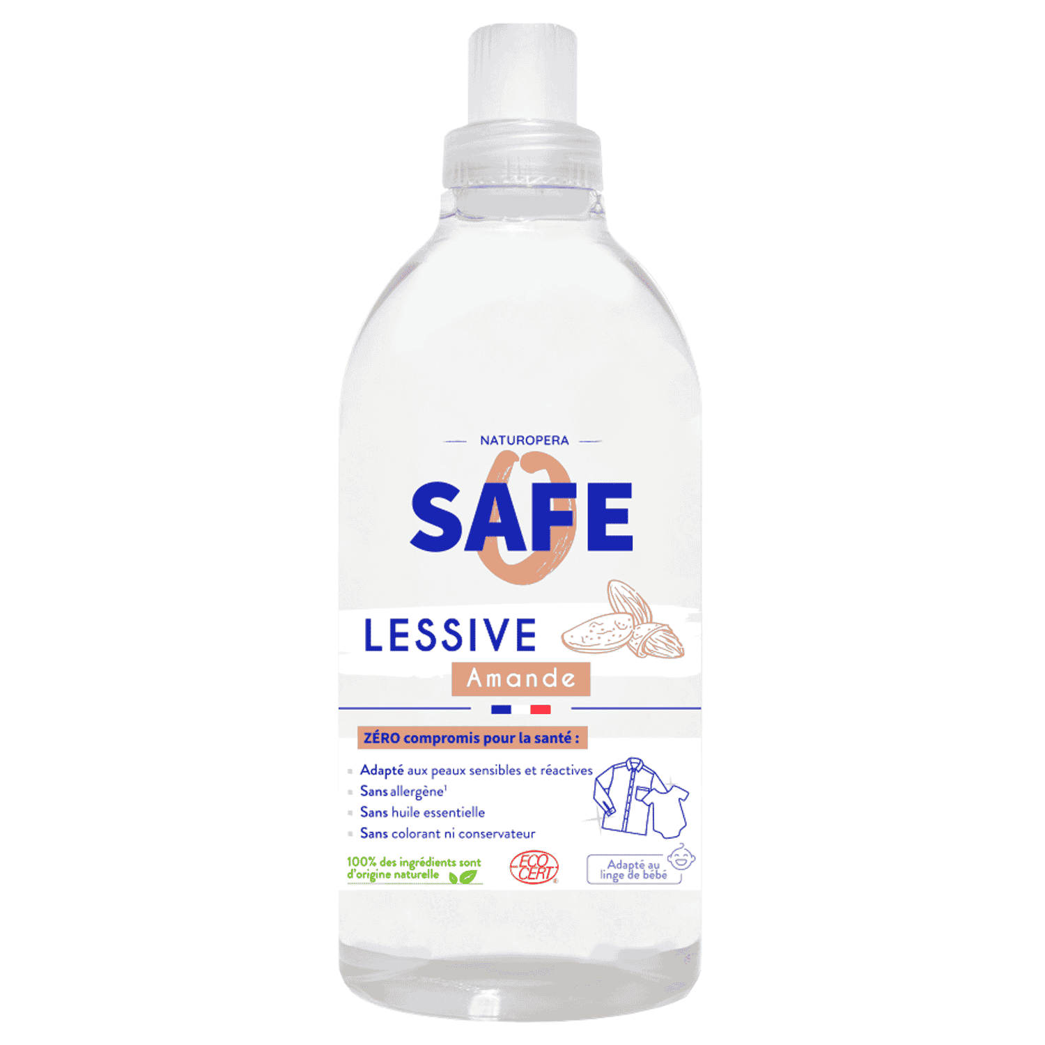 lessive_1L_amande.png Veļas mazgāšanas līdzeklis SAFE, ar mandeļa smaržu 1L - Image 1
