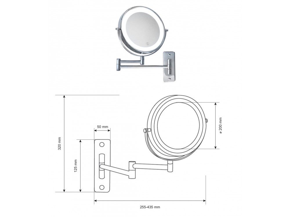 Kosmētikas spogulis ar LED apgaismojumu CB15644 - Image 2